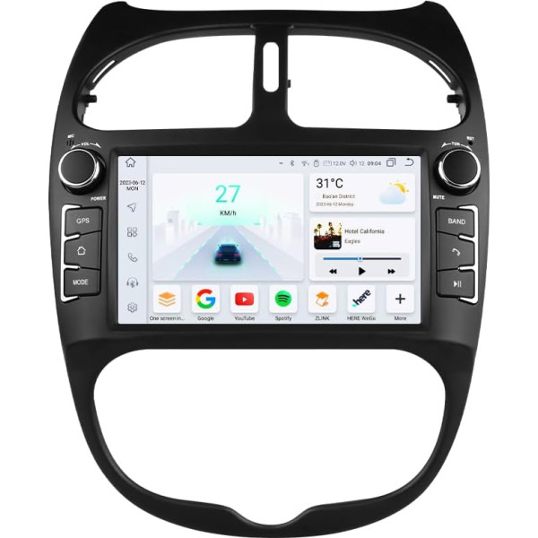 7 collu auto stereo radio Peugeot 206 206CC 206SW 2000-2008 8Core GPS navigācija ar bezvadu vadu Carplay Android auto vietējie laika apstākļi SWC DSP tiešsaistes radio