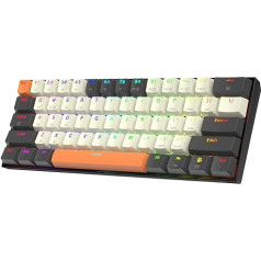 Redragon K644 SE 65% bezvadu RGB spēļu tastatūra ar 3 režīmiem, 61 taustiņš, karsti maināma, kompakta mehāniskā tastatūra ar karsti maināmu PCB pamatni un 1,2 reizes lielāku sarkano lineāro slēdzi