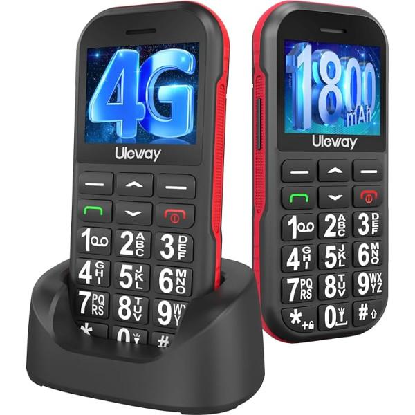 CHAKEYAKE 4G Seniorenhandy Mobiltelefon Ohne Vertrag,Senioren Handy mit Große Tasten,1800mAh Lange Standby Rentner Handy Großtastenhandy mit USB-C, SOS-Taste, Ladestation,Verwendung der Nano-SIM