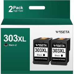 WISETA 303XL juodos spalvos kasetės, suderinamos su HP 303 spausdintuvo kasetėmis XL, skirtomis 