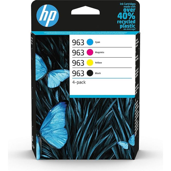 HP originalus prekės ženklo modelio rašalas 963 pakuotė, juoda, žydra, purpurinė, geltona, ypač didelė