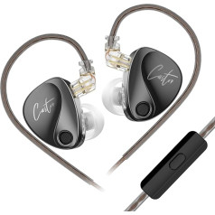 KZ Castor In-Ear Monitor, dubultais dinamiskais draiveris, vadu HiFi IEM, uzlabota basa skaņas regulēšana austiņām, noņemams 2 kontaktu kabelis (melns, uzlabots bass, ar mikro)