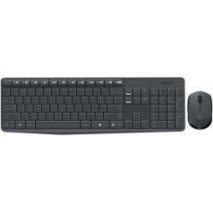 Logitech MK235 RF Wireless QWERTZ Switzerland Black - Klaviatūros (Standartinė, Belaidė, RF Wireless, QWERTZ, Juoda, pelė pridedama)