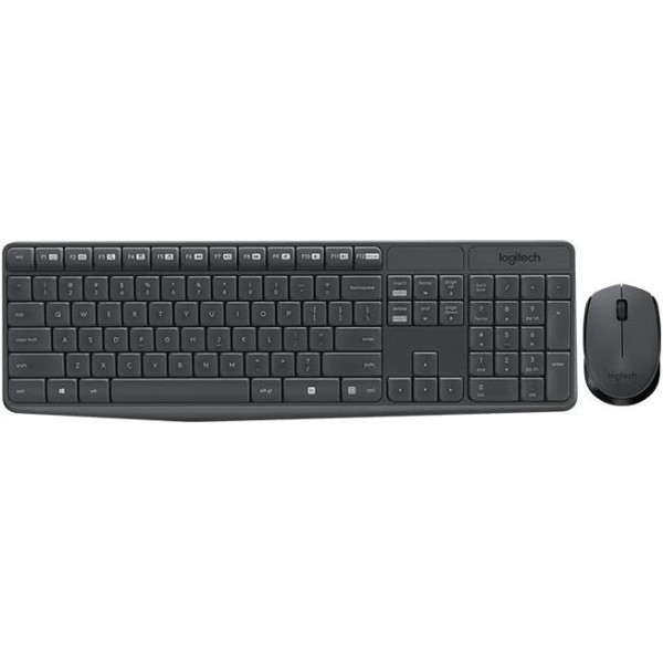 Logitech MK235 RF Wireless QWERTZ Switzerland Black - Klaviatūros (Standartinė, Belaidė, RF Wireless, QWERTZ, Juoda, pelė pridedama)