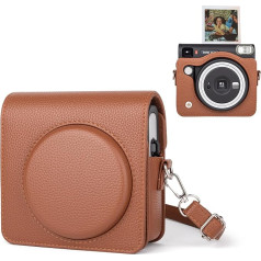 HIYQIN Futrālis saderīgs ar Fuji Instax Square SQ40 Instant Camera, Classic Brown, Ādas futrālis Fuji Square Sq40 kamerai