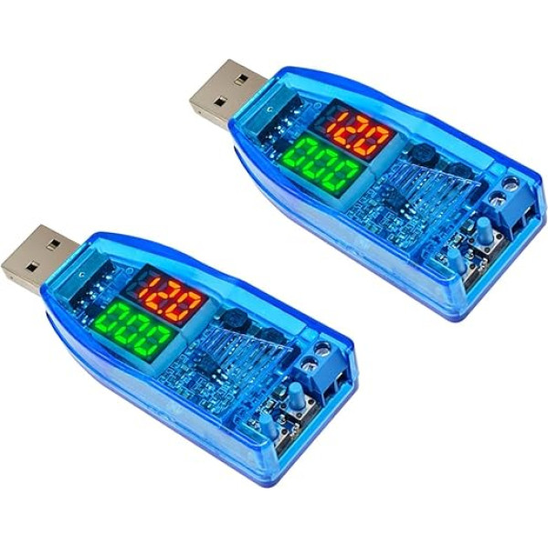 TECNOIOT 2 gab Dual LED DC-DC 5V līdz 1V-24V USB Step Up Down Buck Boost pārveidotājs barošanas avots