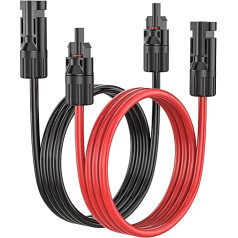 MOSWAG Saules kabelis 10 m, 4 mm² 12AWG saules paneļa pagarināšanas kabelis, MC4 pagarināšanas kabelis ar kontaktdakšu un kontaktligzdu saules paneļa kontaktdakšu, saules kontroliera, akumulatora pagarināšanai