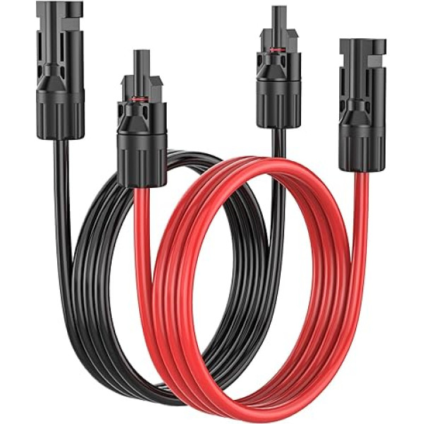 MOSWAG Saules kabelis 10 m, 4 mm² 12AWG saules paneļa pagarināšanas kabelis, MC4 pagarināšanas kabelis ar kontaktdakšu un kontaktligzdu saules paneļa kontaktdakšu, saules kontroliera, akumulatora pagarināšanai