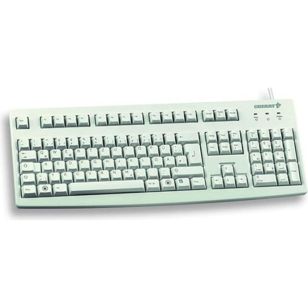 CHERRY G83-6105, Deutsches Layout (kirilica), QWERTZ Tastatur, kabelgebundene Tastatur, angenehm weiche Tasten-Betätigung, kompakt, langlebig, recyclingfähig, hellgrau