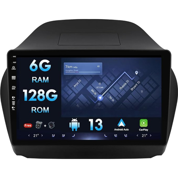 Android auto radio 10 collu Double DIN radio priekš Hyundai Tucson 2 LM IX35 (2009-2015) ar GPS navigāciju Bluetooth AM FM WiFi SWC Carplay DSP RDS DAB-6G+128G