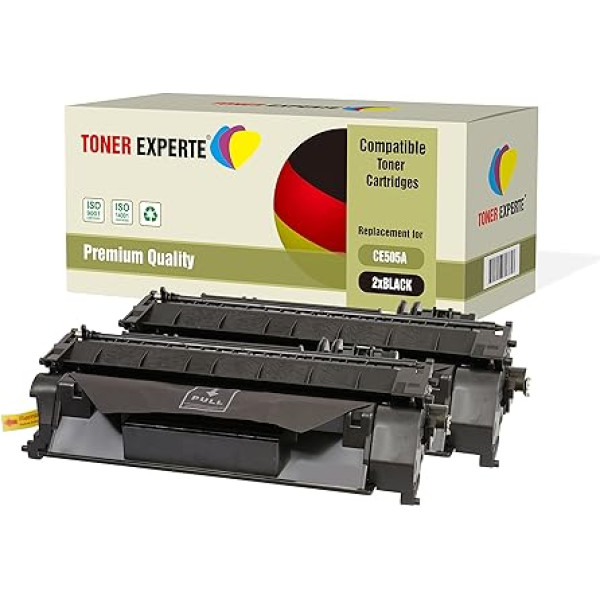 TONER EXPERTE 2er-Pack Premium Toner kompatibel zu CE505A 05A für Laserjet P2033 P2033 P2034 P2035 P2036 P2037 P2050 P2054 P2055 P2055d P2055dn P2055x i-SENSYS LBP-6300dn LBP-6680x MF-6140dn