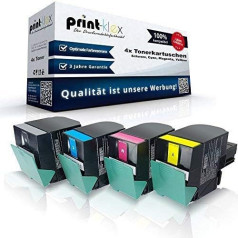 4X Print-Klex Tonerkartuschen kompatibel für Lexmark CX317 CX317dn CX417de CX517de 71B20K0 71B20C0 71B20M0 71B20Y0 Schwarz Blau Rot Yellow - Office Line Serie