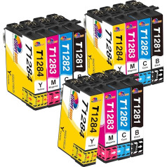 Clorisun T1285 Multipack tintes kasetnes priekš Epson T1285 T1285 T1281 T1282 T1282 T1283 1284 Printera kasetnes priekš Stylus S22 SX125 SX420W SX425W SX235W SX130 SX435W SX230 440 W S. tylus Office BX305F BX305FW