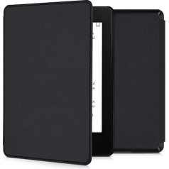 kwmobile Case Compatible with Amazon Kindle Paperwhite (11th Gen - 2021) - Faux Leather eReader Protective Cover Case - Black