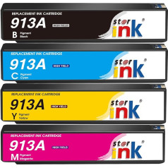 Starink 913A kasetnes saderīgas ar HP 913A 913A kasetnes HP PageWide 352 377 HP PageWide Pro 477dw 452dw 552dwt 477dwt 452dwt 477dn 577dw 577z melns ciāns magenta dzeltens, iepakojumā