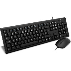 V7 Videoseven CKU200UK USB Tastatur, Maus-Set Spritzwassergeschuetzt Englisch, QWERTY Schwarz, Wired Combo