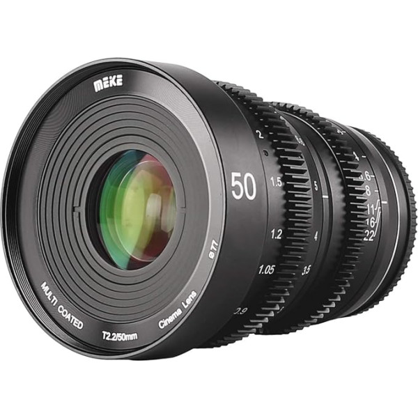 MEKE 50mm T2.2 liela atvēruma manuālās fokusēšanas 4K Mini Prime Cine objektīvs M43 MFT Micro Four Thirds montāžai, kas saderīgs ar Panasonic Lumix Olympus kamerām un BMPCC 4K Zcam E2 GH3 GH4 GH5 GH6