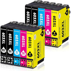 BYBEIBY 603 XL kasetnes Multipack saderīgas ar Epson 603 603XL kasetnēm Expression Home XP-2100 XP-2105 XP-2150 XP-3100 XP-3105 XP-4100 XP-4105 Workforce WF-2810 WF-2830 WF-2830 WF-2835