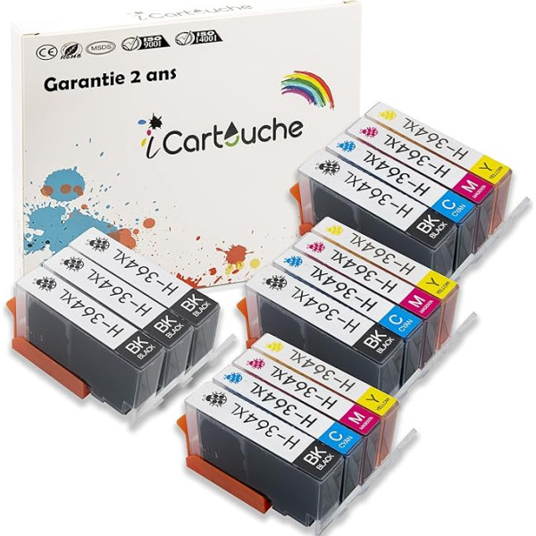 icartouche Tintes kasetne saderīga ar HP 364XL Deskjet 3070 3520 Officejet 4610 4620 Photosmart 5510 5520 6510 6520 7510 7520 C3640 C5300 C5380 390 °C. 6300 C6340 C6350 C6380 (6BK 3C 3C 3M 3Y)