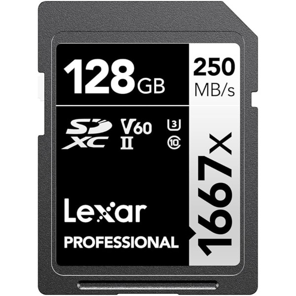 Lexar Professional SD128CBNA1667 x 128GB SDXC UHS-II Card Readable up to 250MB/s для профессиональных фотографов, видеографов, энтузиастов