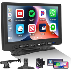 CAMECHO 2023 Jaunākais bezvadu Carplay Android auto, 7 collu pārnēsājams auto radio displejs ar Bluetooth brīvroku zvanu/FM raidītāju/Airplay/Android Cast/Google/Siri/AUX/USB + 64G SD karte