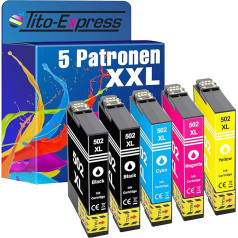 Tito-Express Platinum 5. sērijas XXL krāsu kasetne Epson 502XL 502 XL | Epson Workforce WF 2860DWF WF 2865DWF | Epson Expression Home XP 5100 XP 5105 XP 5137