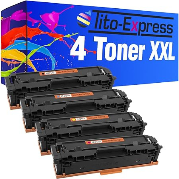 Tito-Express 4 tonerio kasetės, skirtos HP CF540X-CF543X Color Laserjet Pro M254DNW M254NW M254DW M280NW MFP M281FW M281FDN M281FDW MFP M 280 NW 281 FW FDN FDW M 254 NW DW DNW