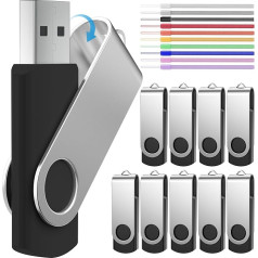 USB Sticks 32 GB Flash Drives Pack of 10 Black Memory Stick 32 GB Foldable PenDrive Metal Good Flash Drive USB 2.0 Memory Stick with Rope for Promotional Gifts by FEBNISCTE