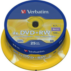 VERBATIM 43489 DVD RW Blank 4,7 GB (25 gab. iepakojumā)