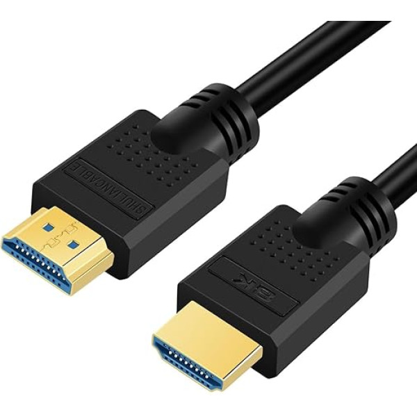 SHULIANCABLE 8K HDMI кабель, HDMI 2.1 кабель 48 Гбит/с 8K @ 60 Гц, 4K @ 120 Гц, с DSC высокоскоростной Ethernet, для монитора, проектора, Blu Ray PS4 Xbox (5M, черный)