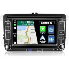 2G + 64G CAMECHO Android 13 auto radio ar Carplay VW Golf 5 Golf 6 Skoda, auto radio ar 7 collu ekrānu/Navi/Wireless Android Car/HiFi/FM RDS/Bluetooth un USB + atpakaļgaitas kamera