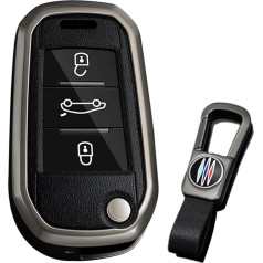 KUNIO Atslēgu futrālis piemērots Opel Crossland X Zafira Corsa F Piemērots Peugeot 5008 208 308 Piemērots Citroen C3 C4 Cactu Flip Key Cover Metāla atslēgu vāciņš Aizsargvāciņš B Black