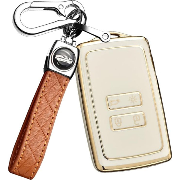 ontto Samrt Auto atslēgu futrālis Fits Renault Arkana Megane Espace Scenic Laguna Koleos Clio Master Bus Zoe TPU aizsargājošs atslēgu futrālis Key Case Key Case Key Cover 4 pogas zeltaini bēšs