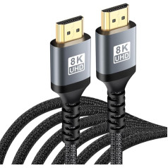 8K HDMI 2.1 Cable 3 Metres, SRMAY Ultra 48Gbps Ethernet High Speed 8K @ 60Hz, 4K @ 120Hz RTX 3080 DSC For PS5, HDCP 2.2 & 2.3, eARC, Dynamic HDR, Compatible with Xbox Series X/PS5/4/3