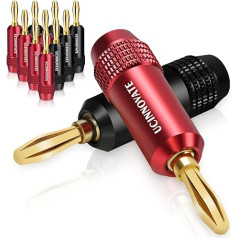 WOWLED Gold-Plated Banana Plugs, 6 Pairs of Premium 24K Gold-Plated 4 mm Banana Plugs for 12AWG - 18AWG Speaker Cable, HiFi Connection, Home Cinema Audio Cable, Stereo Systems, Pack of 12