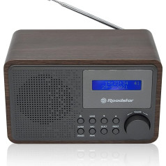 Roadstar HRA-700D+/WD Portable Radio Vintage Digital Dab/Dab+/FM Works with Network or Batteries, Headphone Jack, Retro Radio for Home and Kitchen, Alarm Clock with Dual Alarm, Wood