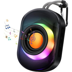 Geegear Klein Bluetooth Lautspreche, RGB Tragbarer Mini Lautsprecher 360° Surround Stereo Bluetooth 5.3 TWS Stereo Kopplung Kabelloser Lautsprecher für Zuhause, Outdoor, Reisen