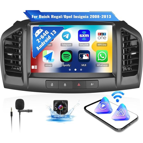 OiLiehu 2G + 64G Android 13 Apple Carplay Android auto 2DIN auto radio Buick Regal/Opel Insignia 2008-2013 Auto radio ar 9 collu ekrānu Atbalsta HiFi/Equalizer/Bluetooth/FM RDS/WiFi/GPS