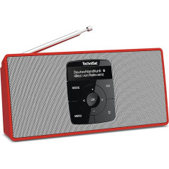 TechniSat DIGITRADIO 2 S - Portable DAB Stereo Radio with Battery (DAB+, FM, Bluetooth Audio Streaming, OLED Display, Headphone Jack, Stereo 2 W RMS) Red/Silver