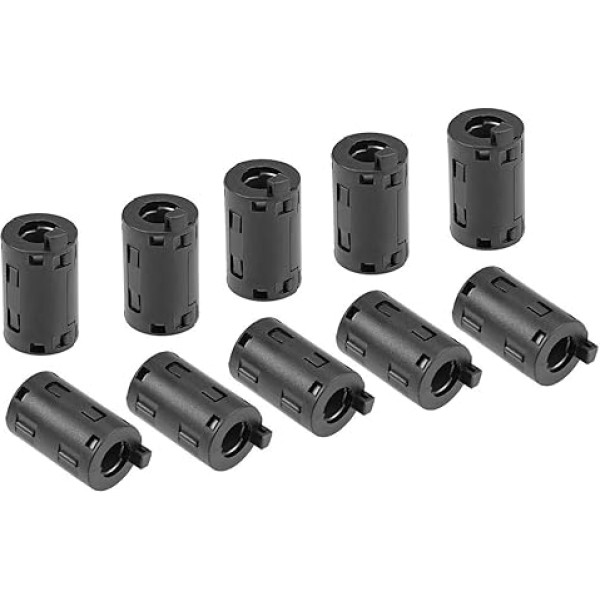 Iepirkumu karte 11mm ferīta serdeņu gredzens Clip On RFI EMI trokšņu samazināšanas filtra kabeļu klips melns Pack of 10