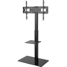 goobay 58526 TV Stand for TVs and Monitors Between 37 Inches and 70 Inches (94-180 cm) / Swivelling and Height Adjustable / TV Stand for Flat TV and Curved TV up to 40 kg Black