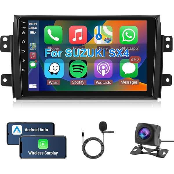 Hodozzy Android auto radio priekš Suzuki SX4 2006-2013 priekš Fiat Sedici 2005-2014 Carplay Android Car, Radio 9