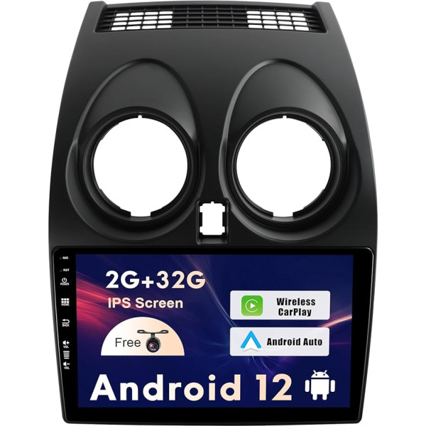 SXAUTO Android 12 IPS auto radio Nissan Qashqai J10 (2006-2015) - Iebūvēts CarPlay / Android Car - Bez atpakaļgaitas kameras - 2G + 32G - Vadāms no stūres DAB Fast Boot WiFi DSP BT - 2 DIN 9