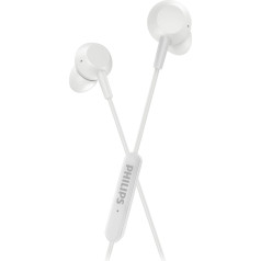 Philips TAE5008WT/00 In-Ear austiņas ar mikrofonu, vieglas vadu austiņas, USB-C pieslēgvieta, 1,2 m kabelis, iebūvēta tālvadības pults, 3 izmēri, ērts fit, tīra skaņa un spēcīgi basi, baltas krāsas