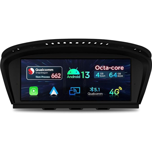 XTRONS 8,8 collu Android 13 Auto radio Qualcomm 662 Octa Core 4GB 64GB Multivides atskaņotājs Iebūvēts auto atskaņošana Android auto 4G Bluetooth WLAN GPS Pēc izvēles OBD DAB TPMS BMW 3 sērijas E90 5 sērijas E60 CCC