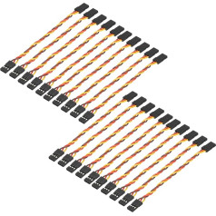 sourcing map 5 Pack 3 Pin Servo pagarinājuma kabeļa savienotājs Twist Wire Male to Male 10cm 26AWG 30 Core Servo uztvērēja vads RC modeļu lidaparātiem