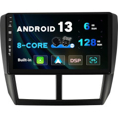 SXAUTO Android 13 [6G+128G, 8-Core] IPS Autoradio für Subaru Forester 3 (2007-2013) - Eingebaut Carplay/Android Auto - LED Kamera + MIC- 360-CAM DAB Lenkradsteuerung Fast-Boot WiFi DSP - 2 Din 9 Zoll