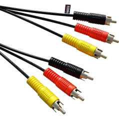 rhinocables 3 RCA к 3 RCA Phono композитный аудио видео AV стерео кабель тройной 3 x красный, желтый, черный/белый штекер (15 м)