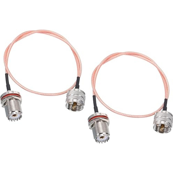 2x RG316 UHF Male to UHF Female Bulkhead zemo zudumu RF koaksiālais kabelis 50 Ohm oranžs