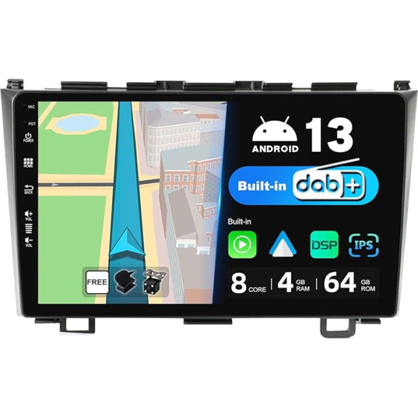 BXLIYER Android 13 - [Iebūvēts DAB] - IPS auto radio Honda CRV (2006-2011) - Bezvadu Carplay/Android Car - 4G + 64G - LED kamera + Mic - 9 collu 2 DIN - Stūres vadības DSP Fast Boot 360-CAM